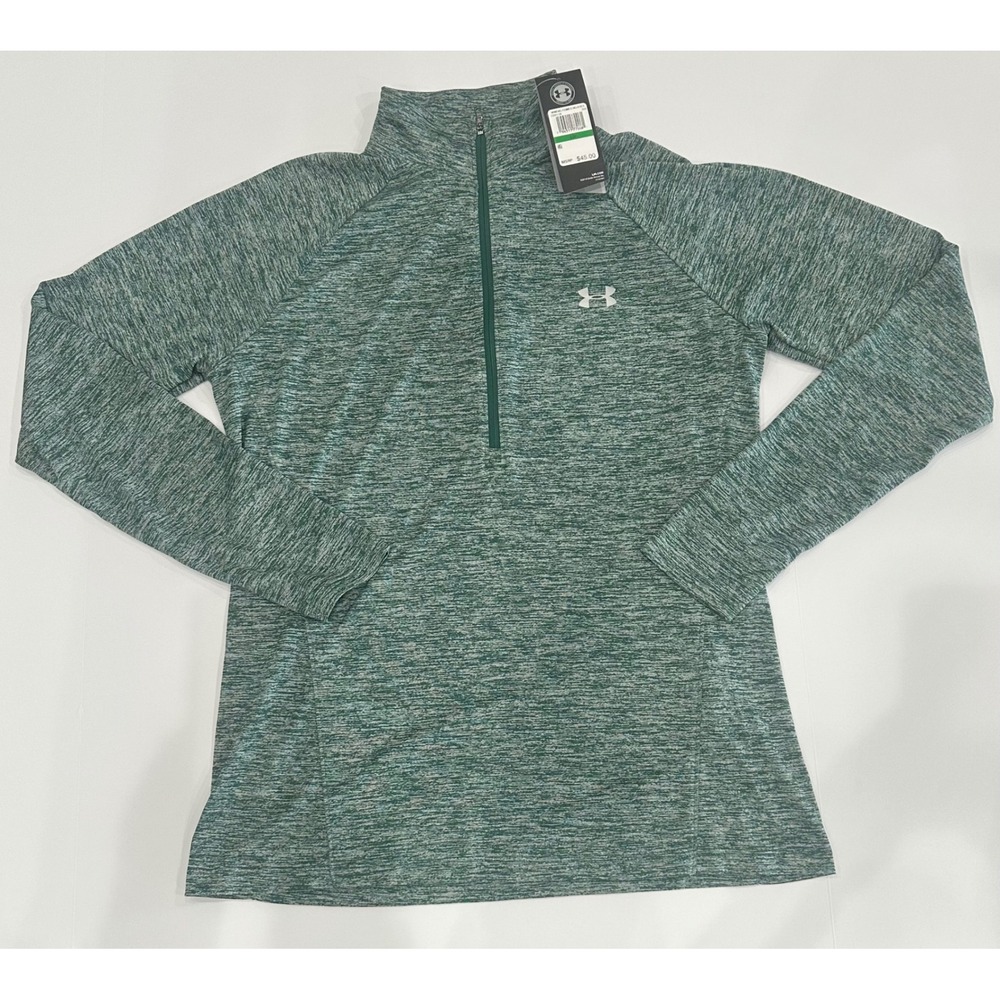 Under Armour Womens HeatGear Tech Twist 1/2 Zip Pullover Green 1320128 Large NWT